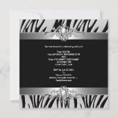 Sweet 16 Verjaardagsfeest Zilver Zwart Zebra Siera Kaart (Achterkant)