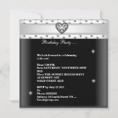 Sweet 16 Verjaardagsfeest Zwart Wit Tiara Kaart (Achterkant)