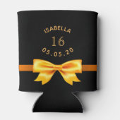 Sweet 16 verjaardagsfeest zwarte goudboegnaam blikjeskoeler (Achterkant)