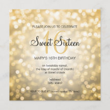 Sweet 16 Verjaardagsfeestje Gouden Glitterlichten