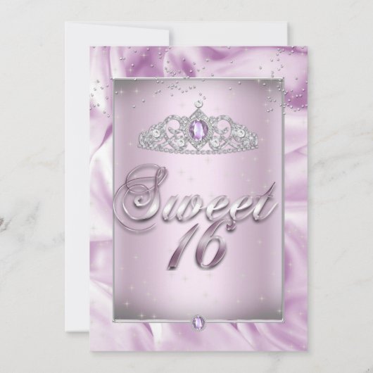 Sweet 16 Verjaardagsfeestje Lila Paarse Diamanten  Kaart (Achterkant)