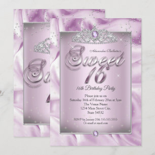 Sweet 16 Verjaardagsfeestje Lila Paarse Diamanten  Kaart