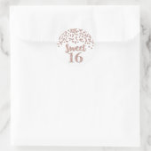 Sweet 16 Verjaardagsfeestje Roos Gouden Confetti Ronde Sticker (Tas)