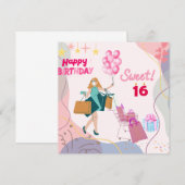 Sweet 16 Verjaardagskaart (Voorkant / Achterkant)