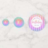 Sweet 16 verjaardagsregenboog ombre glitter script confetti (Achterkanten)
