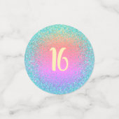 Sweet 16 verjaardagsregenboog ombre glitter script confetti (Kleine voorkant)