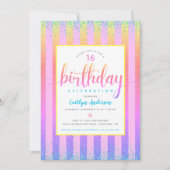 Sweet 16 verjaardagsregenboog ombre glitter script kaart (Voorkant)