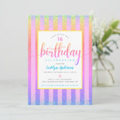 Sweet 16 verjaardagsregenboog ombre glitter script kaart (Staand voorkant)