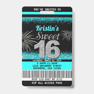 Sweet 16 verjaardagsuitnodigingen badge