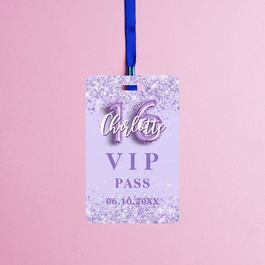 Sweet 16 violet lavendel vip party pass badge
