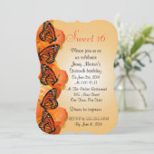 Sweet 16 vlinders uitnodiging (Staand voorkant)