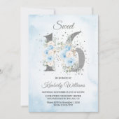 Sweet 16 Waterverf Baby Blue Theme Kaart (Voorkant)