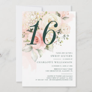 Sweet 16 Waterverf Bloemige Verjaardagsfeest Kaart