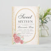 Sweet 16 Waterverf Floral Surprise verjaardagsfees Kaart (Staand voorkant)