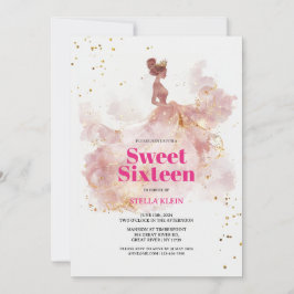 Sweet 16 Waterverf Gold en Pink Glitter Kaart