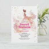 Sweet 16 Waterverf Gold en Pink Glitter Kaart (Staand voorkant)