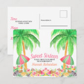Sweet 16 Waterverf Hawaïaans thema Verjaardag Uitnodiging Briefkaart (Voorkant / Achterkant)