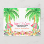 Sweet 16 Waterverf Hawaïaans thema Verjaardag Uitnodiging Briefkaart (Voorkant)