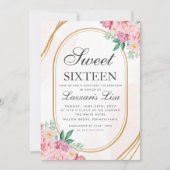 Sweet 16 Waterverf Roze Bloemen Girly Verjaardag Kaart (Voorkant)