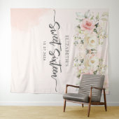 Sweet 16 Waterverf roze bloemige verjaardagsachter Wandkleed (In Situ (horizontaal))