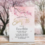 Sweet 16 Waterverf Roze Floral Cherry Blossom Kaart<br><div class="desc">Waterverf Pink Floral Cherry Blossom Sweet 16 uitnodigingen.</div>