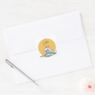 Sweet 16 Wave and Sun Monogram - Naam Vierkante Sticker