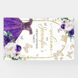 Sweet 16 Welcome Sign Butterfly Floral Dress Spandoek