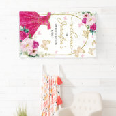 Sweet 16 Welcome Sign Butterfly Floral Dress Spandoek (Insitu)