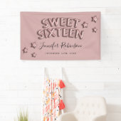 Sweet 16 Welkom Roos Gold Birthday ballonnen Spandoek (Insitu)