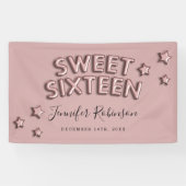 Sweet 16 Welkom Roos Gold Birthday ballonnen Spandoek (Horizontaal)