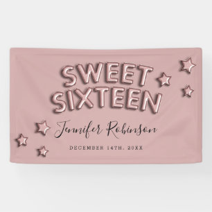 Sweet 16 Welkom Roos Gold Birthday ballonnen Spandoek