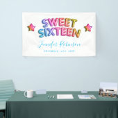 Sweet 16 Welkom Unicorn Birthday Balloons Glitter Spandoek (Beurs)