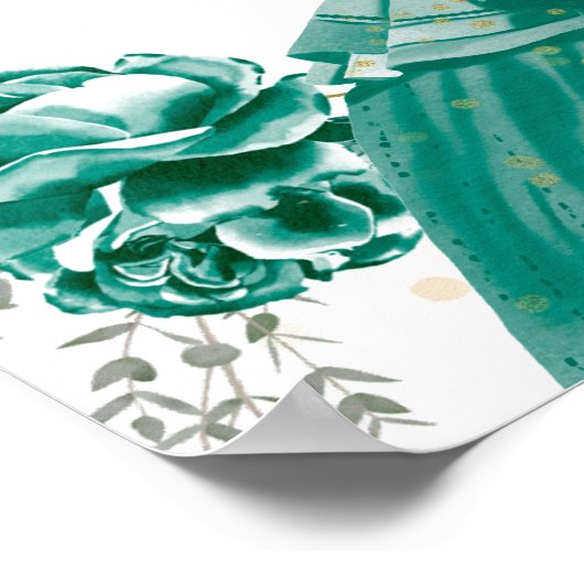 Sweet 16 Welkomstbord Vlinder Groene Jurk Poster (Hoek)