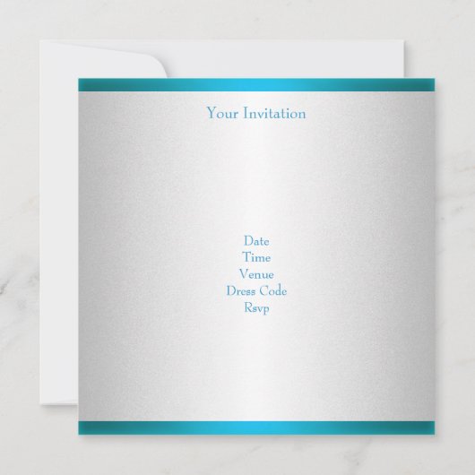 Sweet 16 White Blauwgroen Blue Butterfly Birthday Kaart (Achterkant)