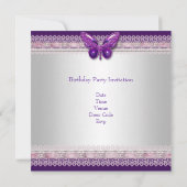 Sweet 16 White Paars Butterfly Kaart (Achterkant)