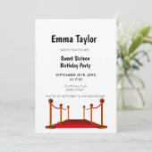 Sweet 16 White Red Carpet Hollywood Birthday Kaart (Staand voorkant)