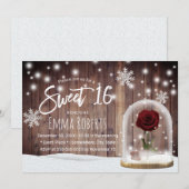 Sweet 16 Winter Beauty Roos Dome Rustic Barn Wood Kaart (Voorkant / Achterkant)