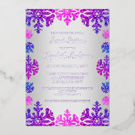 Sweet 16 Winter Sneeuwvlok Verjaardag Folie Uitnodiging