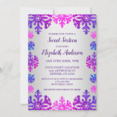 Sweet 16 Winter Sneeuwvlok Verjaardag Kaart (Voorkant)