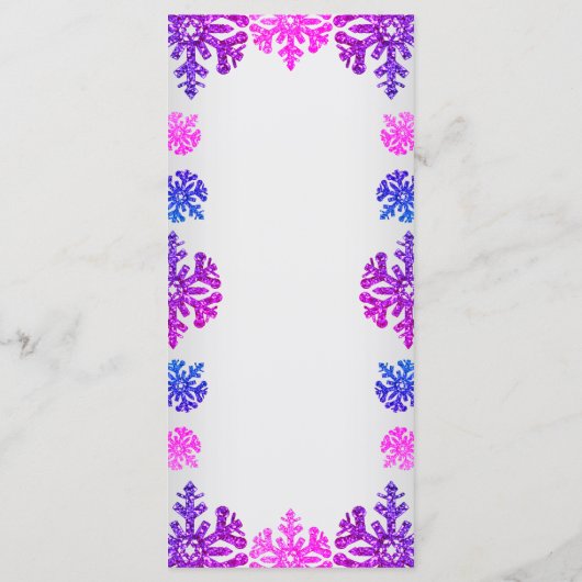 Sweet 16 Winter Sneeuwvlok Verjaardag Menu (Achterkant)