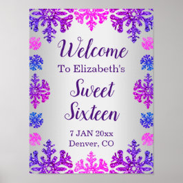 Sweet 16 Winter Sneeuwvlok Verjaardag Poster