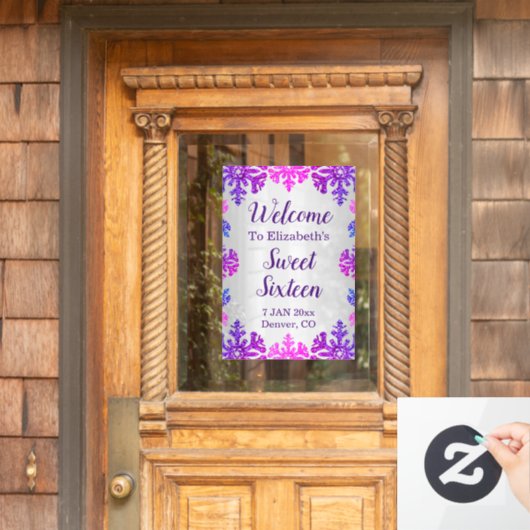 Sweet 16 Winter Sneeuwvlok Verjaardag Raamsticker (Huis Deur)