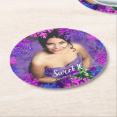 Sweet 16 Winter Sneeuwvlok Verjaardag Ronde Kartonnen Onderzetter (Gebogen)