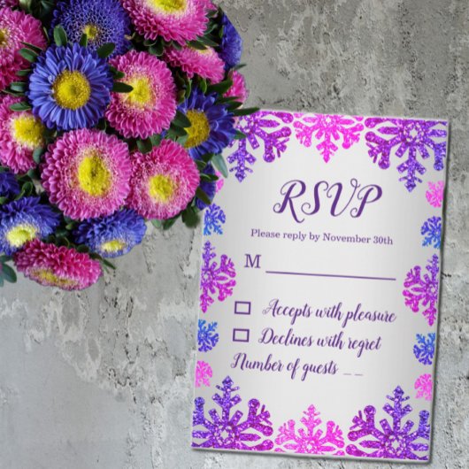 Sweet 16 Winter Sneeuwvlok Verjaardag RSVP Kaartje