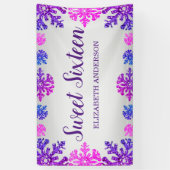 Sweet 16 Winter Sneeuwvlok Verjaardag Spandoek (Verticaal)