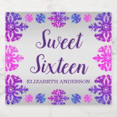Sweet 16 Winter Sneeuwvlok Verjaardag Sparkling Wijnetiket (Enkel label)