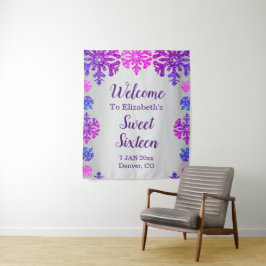 Sweet 16 Winter Sneeuwvlok Verjaardag Wandkleed