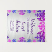 Sweet 16 Winter Sneeuwvlok Verjaardag Wandkleed (Voorkant (horizontaal))