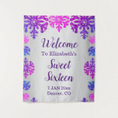 Sweet 16 Winter Sneeuwvlok Verjaardag Wandkleed (Voorkant)