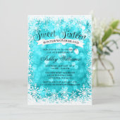 Sweet 16 Winter Wonderland Blauwgroen Glitter Ligh Kaart (Staand voorkant)